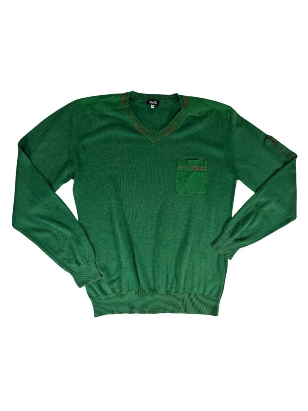 VTG D&G Dolce & Gabbana Cotton Knit V-neck Sweater Lightweight Pullover Mens XL